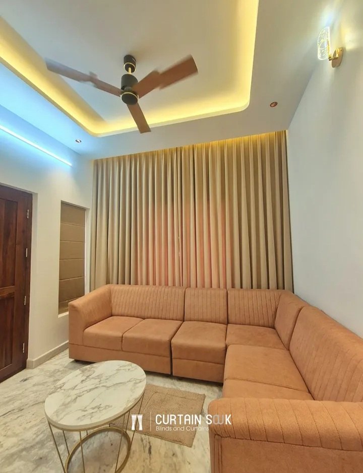 Living Room · Pleat Curtains